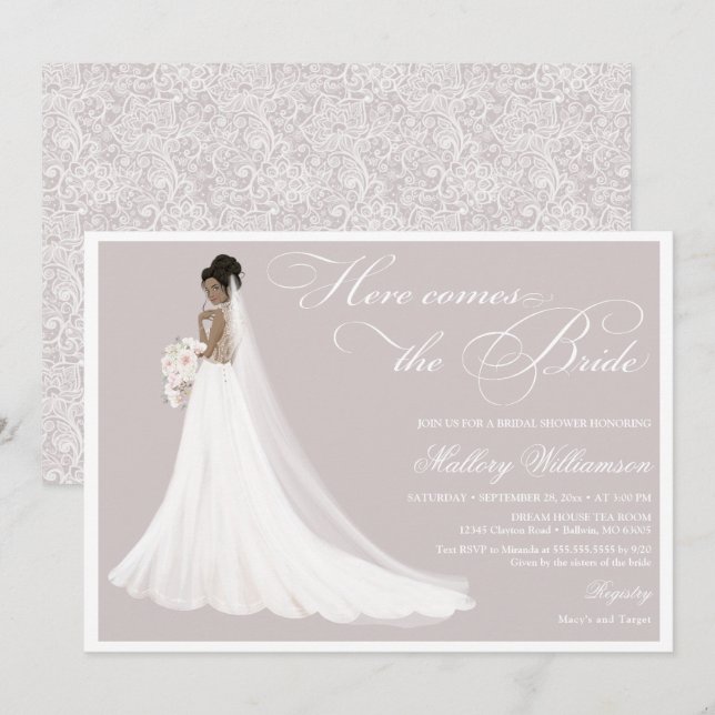 Here comes the bride bridal shower invitation (Front/Back)
