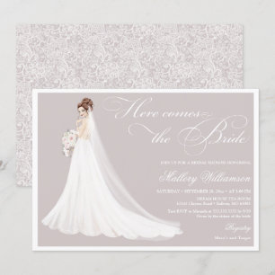 Here comes the bride bridal shower invitation