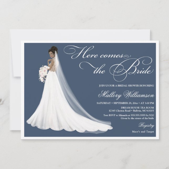 Here comes the bride bridal shower invitation (Front)