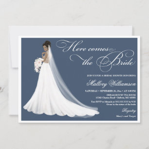 Here comes the bride bridal shower invitation