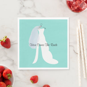 Here Comes The Bride Bridal Shower Party Napkin