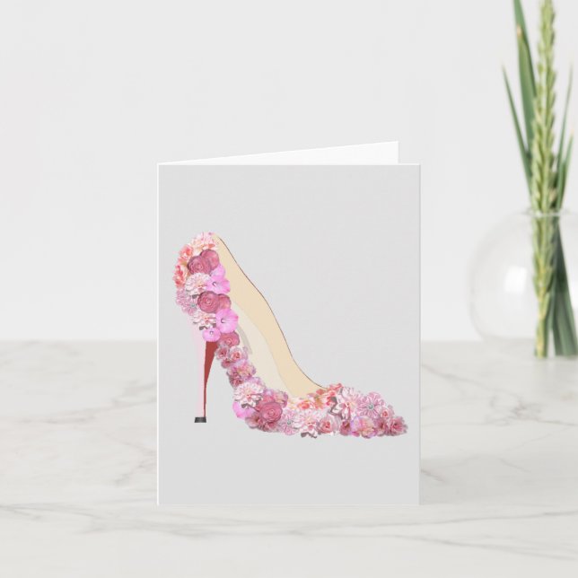 Here Comes The Bride Floral Heels Personal Note Card (Front)