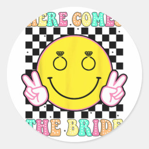 Here Comes The Bride Groovy Bachelorette Party Tea Classic Round Sticker