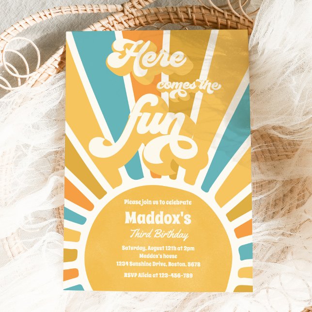 Here Comes The Fun Boho Sunshine Birthday Party Invitation (Creator Uploaded)