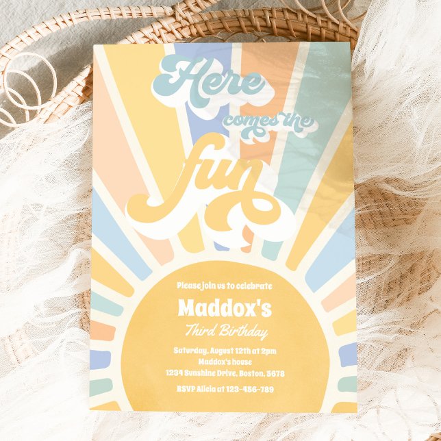 Here Comes The Fun Boho Sunshine Birthday Party Invitation (Creator Uploaded)