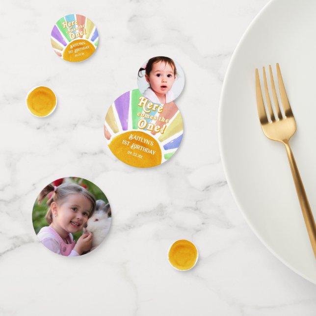 Here Comes The One! Retro Boho Sun 1st Birthday Confetti (Group)