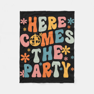 Here Comes The Party Bride Squad Retro Bachelorett Fleece Blanket