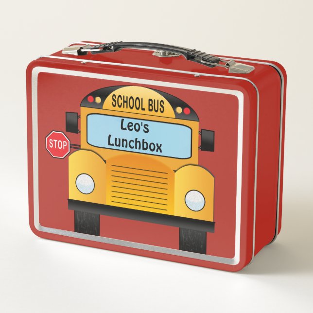 Here Comes the School Bus Metal Lunchbox (Back)