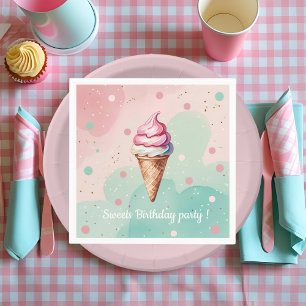 Here Comes the Scoop! Mint Ice Cream Truck Photo Napkin