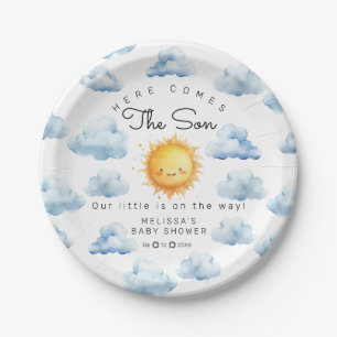 Here comes the Son Baby Boy Shower Paper Plate