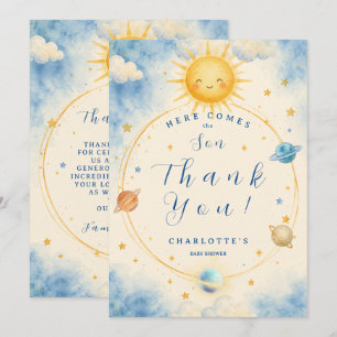Here Comes the Son Baby Boy Shower Thank You Card