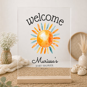 Here Comes the Son Baby Boy Shower Welcome Acrylic Sign
