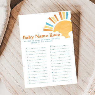 Here Comes the Son Baby Shower Baby Name Race Game