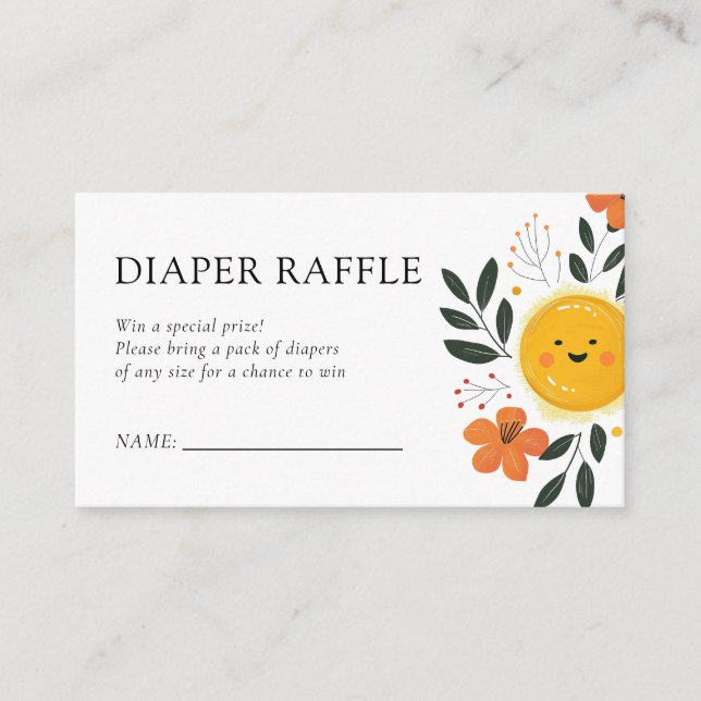 Here Comes the Son Baby Shower Diaper Raffle Enclosure Card (Front)