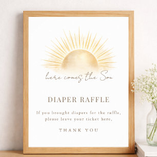 Here Comes The Son Baby Shower Diaper Raffle Sign
