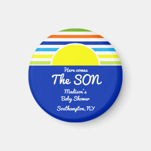 Here Comes The Son Baby Shower Favor Magnet