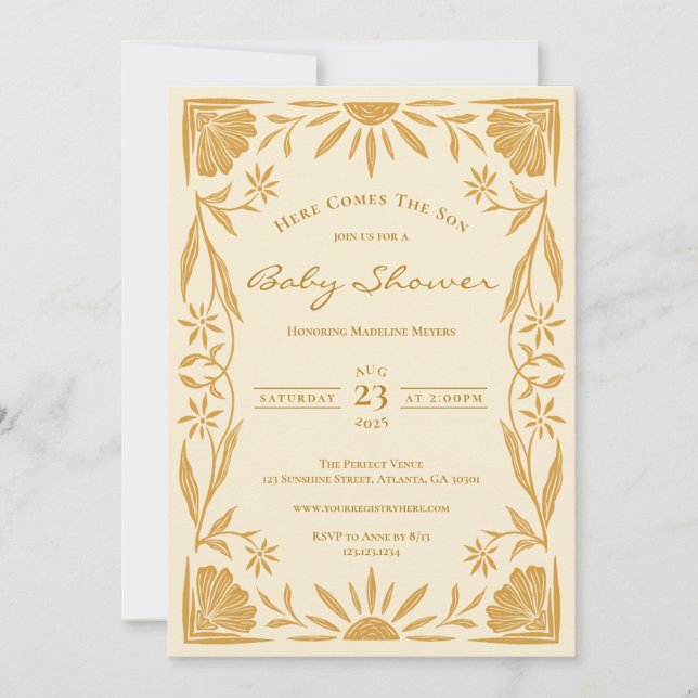 Here Comes The Son Baby Shower Invitation (Front)