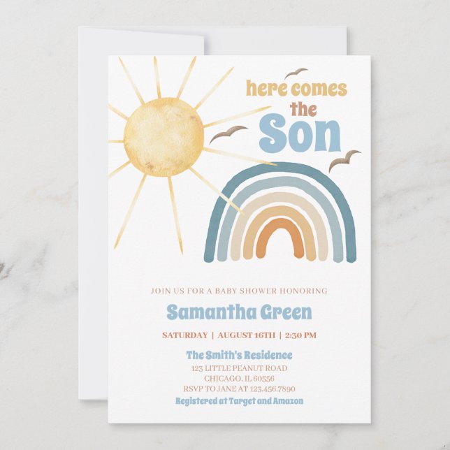Here Comes the Son Baby Shower Invitation (Front)