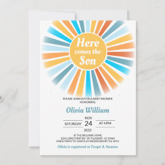 Here Comes the Son Baby Shower Invitation