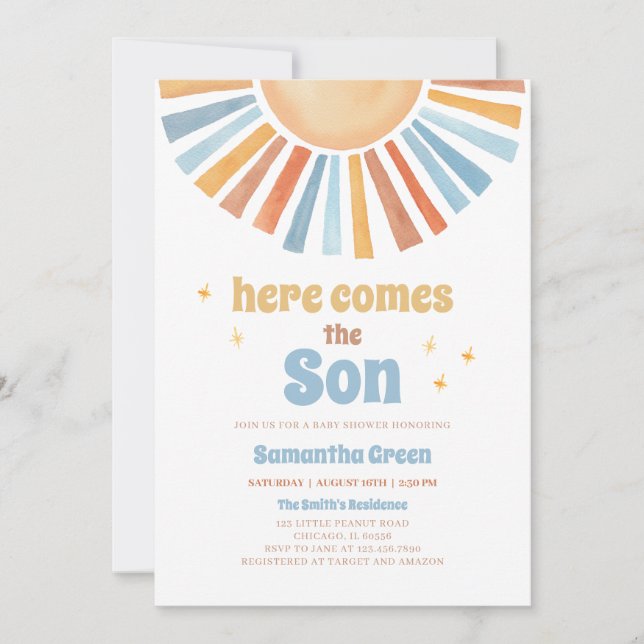 Here Comes the Son Baby Shower Invitation (Front)