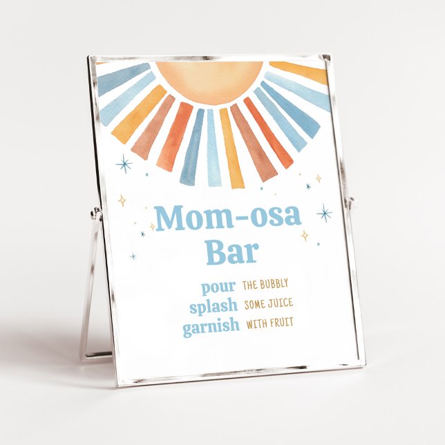 Here Comes the Son Baby Shower Mom Osa Bar Poster (Boho Sunshine Baby Shower Mom Osa Bar Sign)
