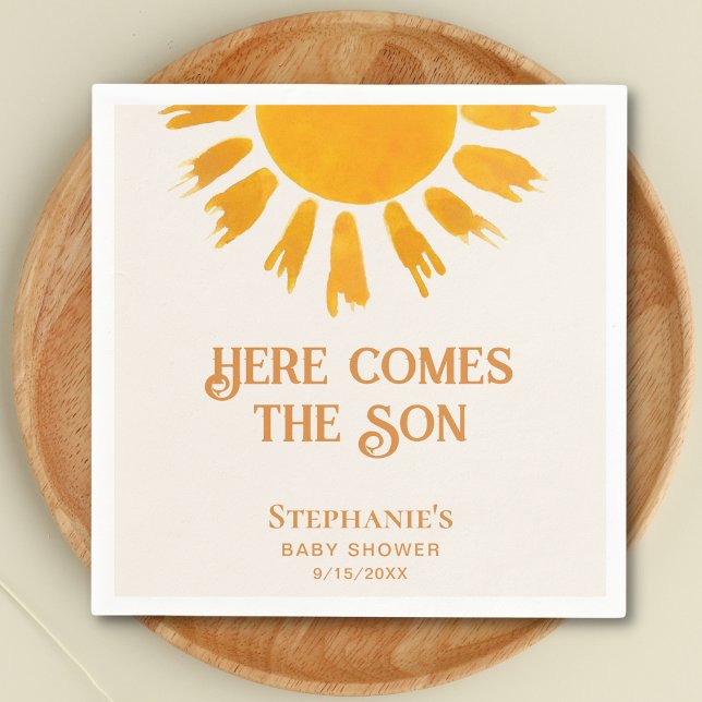 Here Comes The Son Baby Shower Napkin (Creator Uploaded)