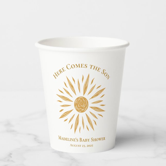 Here Comes The Son Baby Shower Paper Cup (Front)