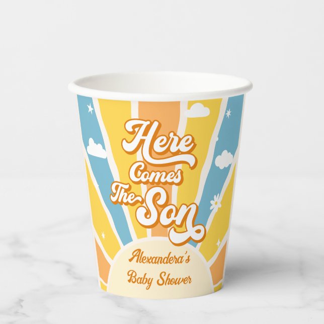 Here Comes the Son Baby Shower Paper Cups (Front)