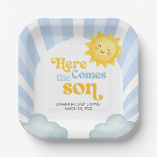Here Comes the Son Baby Shower Paper Plate