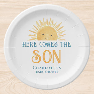 Here Comes The Son Baby Shower Paper Plate