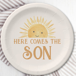 Here Comes The Son Baby Shower Paper Plate