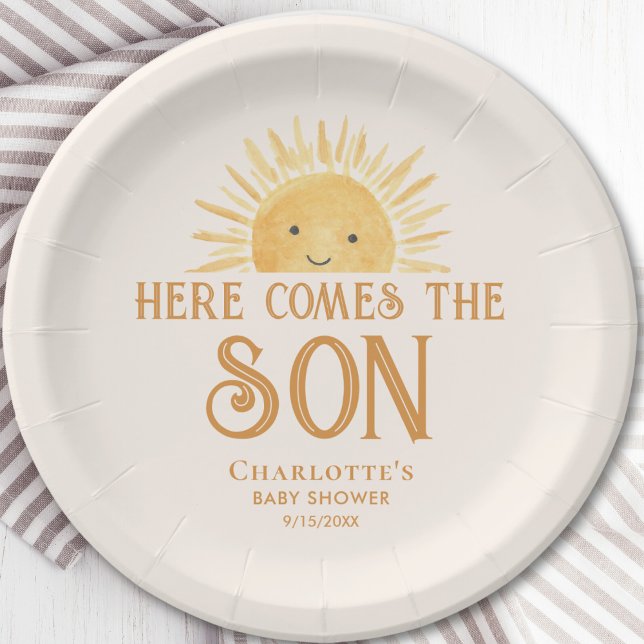 Here Comes The Son Baby Shower Paper Plate (Creator Uploaded)