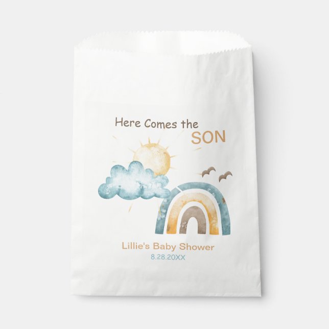 Here Comes The Son Baby Shower Paper Plates Favour Bag (Front)