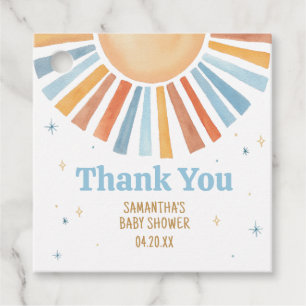 Here Comes the Son Baby Shower Square Favour Tags