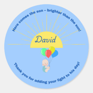 Here Comes the Son – Baby Shower Sticker for Boy