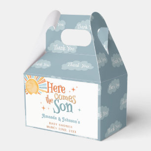 Here Comes the Son Baby Shower Sun Thank You Favor Box