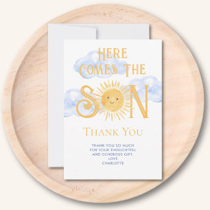 Here Comes The Son Baby Shower  Thank You Card