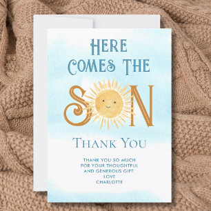 Here Comes The Son Baby Shower Thank You Card