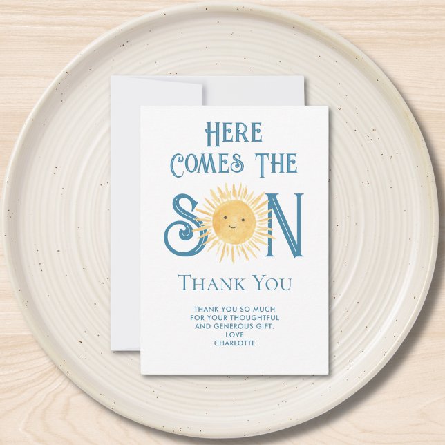 Here Comes The Son Baby Shower Thank You Card (Creator Uploaded)