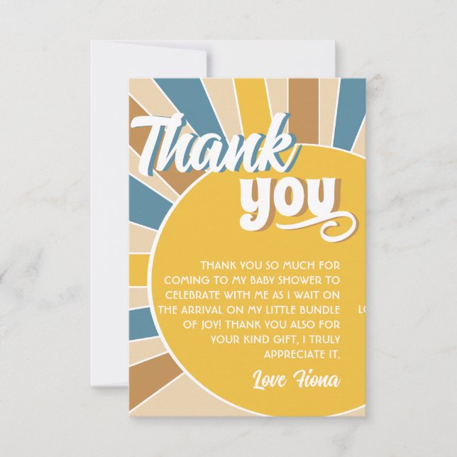 Here comes the Son Baby Shower Thank You Card (Front)