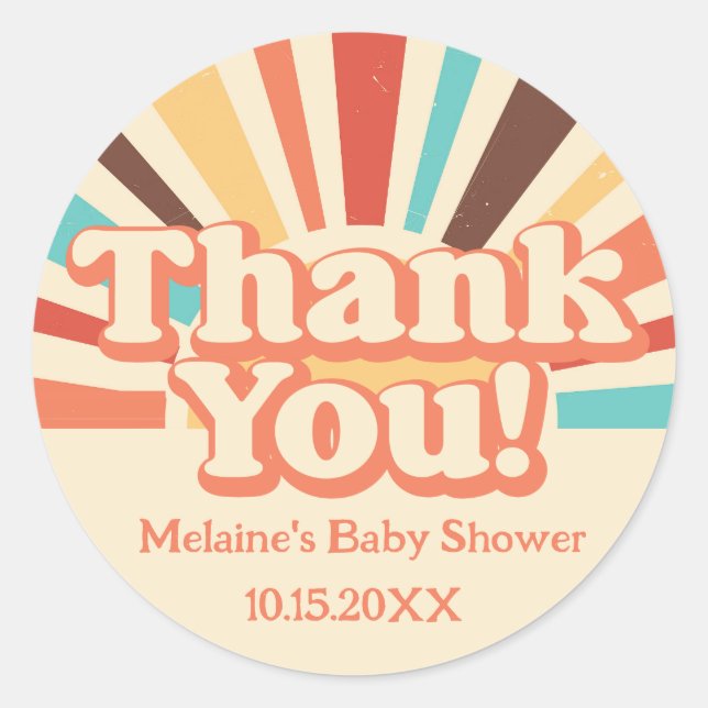 Here Comes The Son Baby Shower Thank You  Classic Round Sticker (Front)
