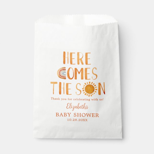 Here Comes The Son Baby Shower Thank You Favour Bag (Front)