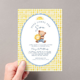 Here Comes the Son Bear Baby Shower Invitation 