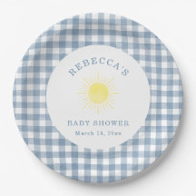 Here Comes the Son Blue Gingham Boy Baby Shower