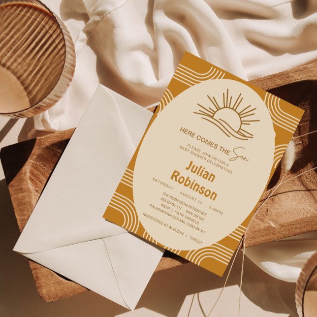Here Comes The Son Boho Baby Boy Shower Invitation (Creator Uploaded)