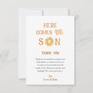 Here comes the SON Boho Baby Shower Thank You Card