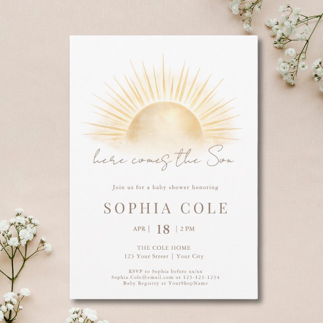 Here Comes The Son Boho Boy Baby Shower Invitation (Creator Uploaded)