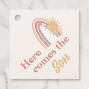 Here Comes the Son Boho Rainbow Favour Tags