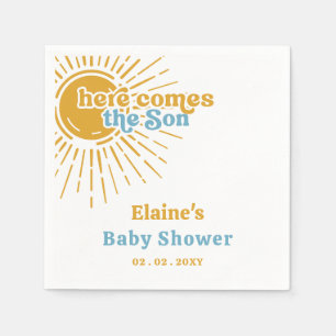Here comes the son boho retro baby shower  napkin