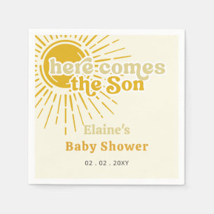 Here comes the son boho retro baby shower  napkin